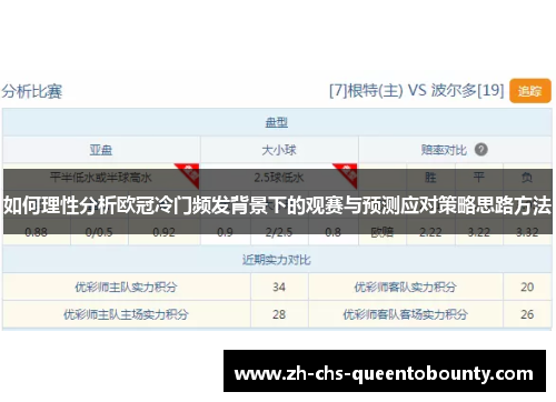 如何理性分析欧冠冷门频发背景下的观赛与预测应对策略思路方法